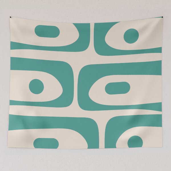 Item preview, Mid-Century Mod Piquet Minimalist Retro Abstract Buff and Vintage Teal designed and sold by kierkegaard.