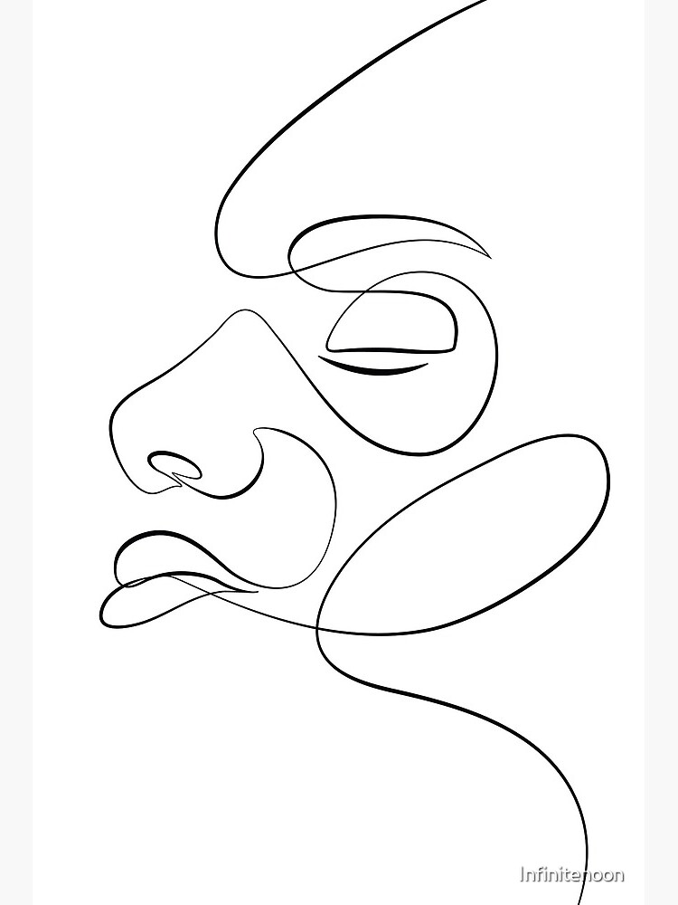 Unpleased Woman's Face Line Drawing | Art Board Print