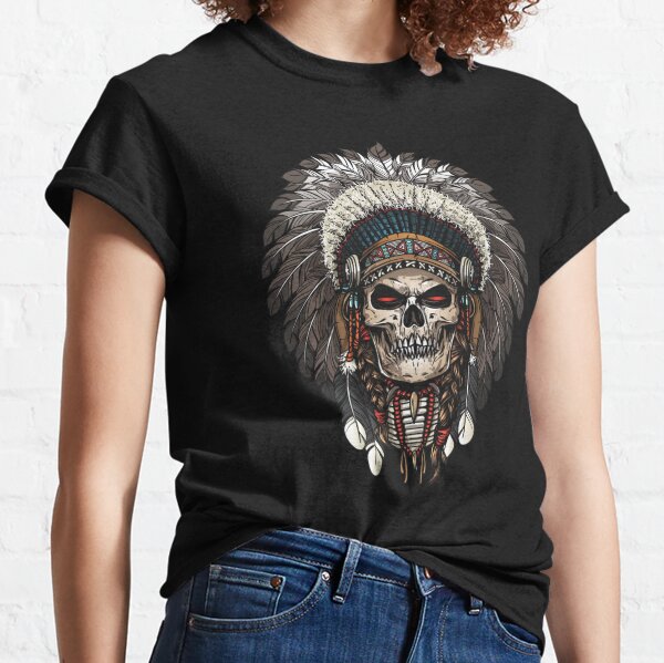 Native American Indian Chief Skull T-shirt, Traditional Feathers Headdress, American  Indian Skull Hipster Hippie, Gifts for men and women, men's shirt  Essential T-Shirt for Sale by DeepikaSingh