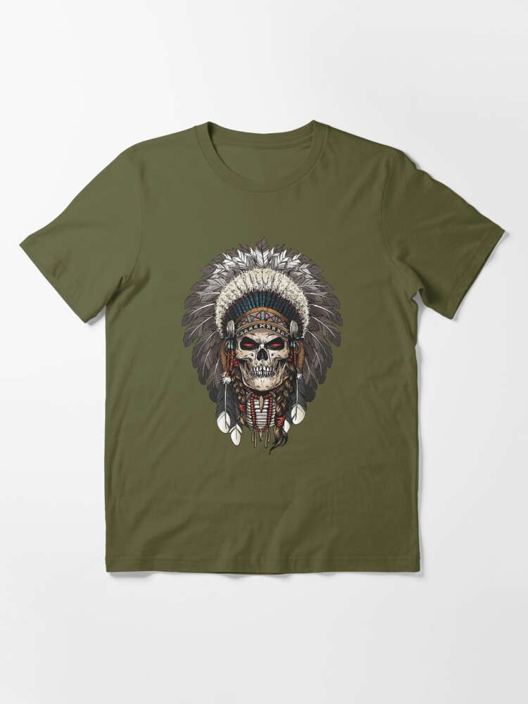 native american Indian Skull Sle Print T Shirt 