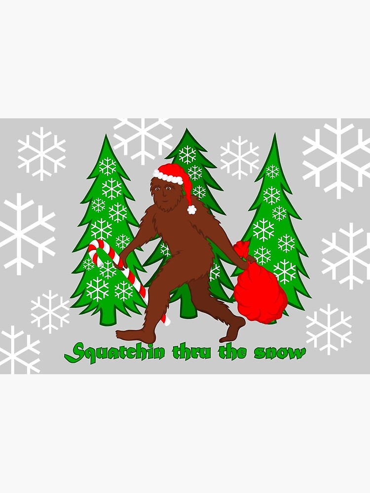 Thumbnail 2 of 2, Greeting Card, Squatchin Thru The Snow Funny Christmas Bigfoot designed and sold by theartofvikki.