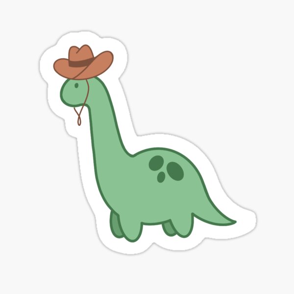 Little Green Cowboy Dinosaur Sticker