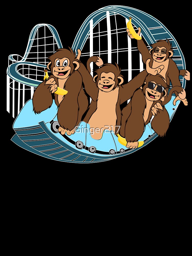 Monkeys Riding Roller Coaster Kids T Shirt