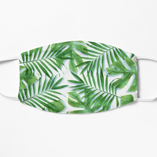 Green tropical leaves V Flat Mask