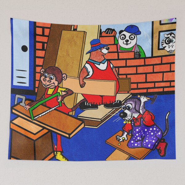 Item preview, Animal builders building a house - panda , bear , monkey , dog and zebra  designed and sold by Shirley cute art .
