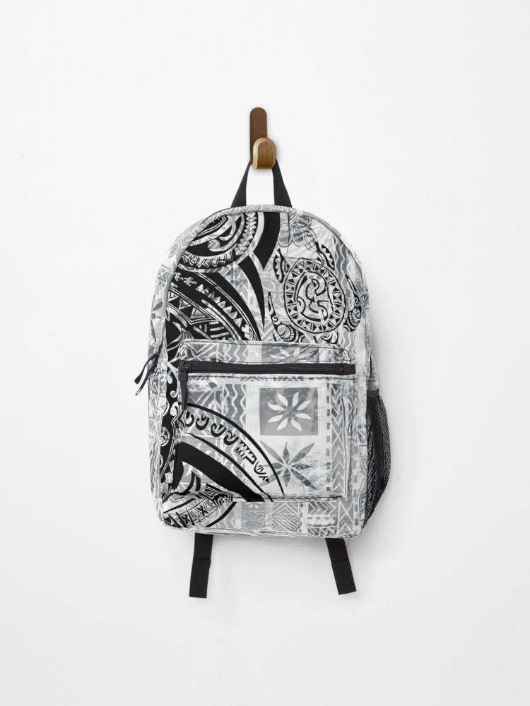 Taaluma Totes Mali Backpack Hawaiian Black and White Print Backpack Taaluma Totes Hawaiian Black and White Print Backpack | eBay main image 3