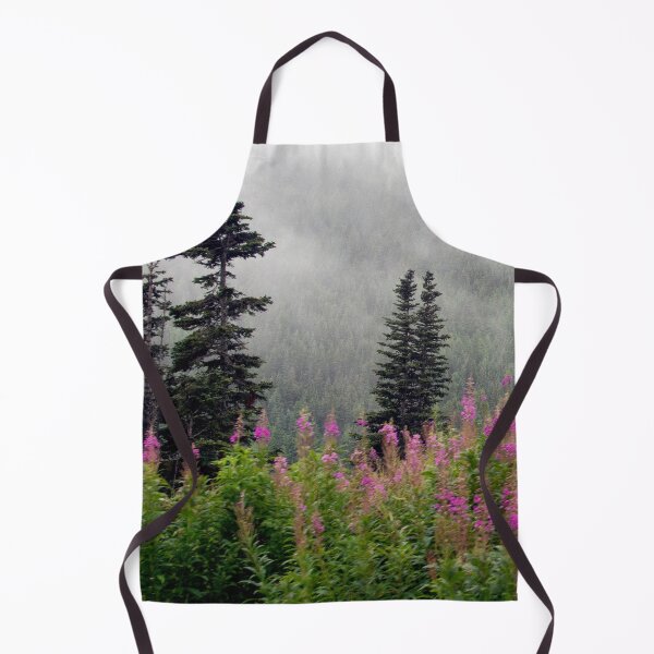 Item preview, Alaska Pines and Wildflowers Art Print. Tongass National Forest, Alaska Wilderness, Skagway, Scenic Mountain View, designed and sold by KarenZuk.