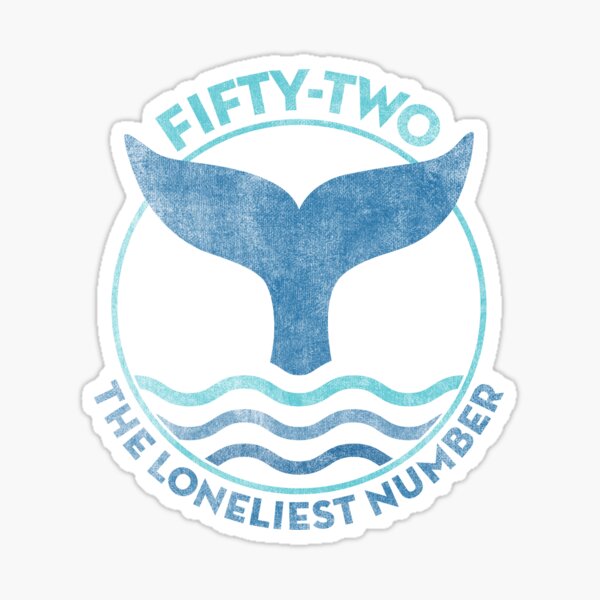 Vintage Blue Wave with Fin and 52 Lonely Whale Design Sticker