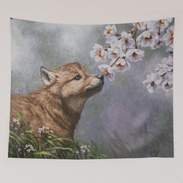 Item preview, Wolf Pup and Flower Blossoms designed and sold by csforest.