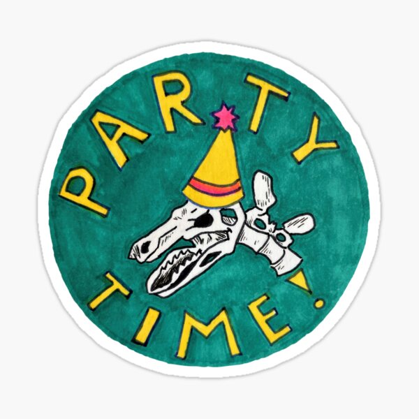 Chrome Dino Party Time Sticker