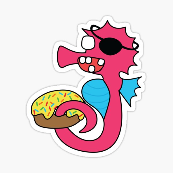 "zombie pirate seahorse dangles a donut" Sticker for Sale by shortstack