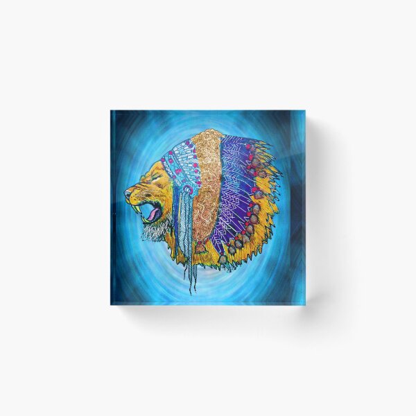 Item preview, espdzines lion wearing an American Indian headdress. designed and sold by EspDzines.