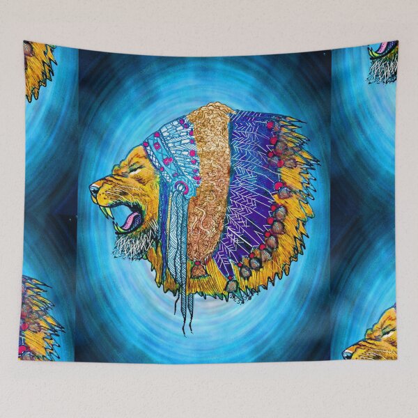 Item preview, espdzines lion wearing an American Indian headdress. designed and sold by EspDzines.