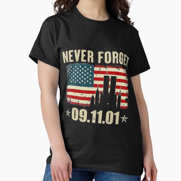 Item preview, Never forget 09-11-01, Vintage Flag, American Love, American Patriot, Patriotic, Twin Tower, Usa 9 11, 911 Memorial T-shirt designed and sold by MistyBrumit.
