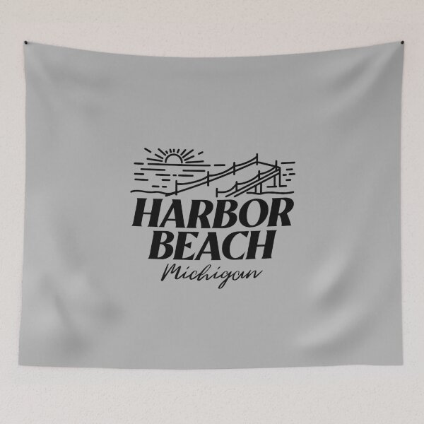 Item preview, Harbor Beach Michigan Sunrise Dock Black Design designed and sold by Eleven-K.
