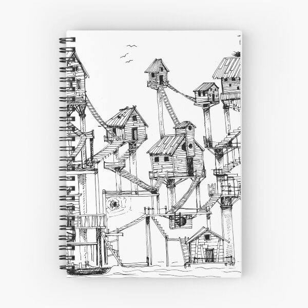Item preview, Houses at stilts at the water. Maze- like illustration. designed and sold by kira-culufin.