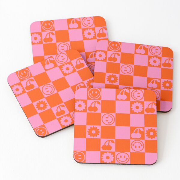Item preview, HAPPY CHECKERS - pink and orange designed and sold by Julia Santos.