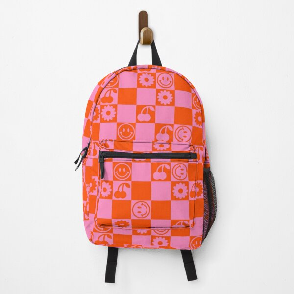 HAPPY CHECKERS - pink and orange Backpack