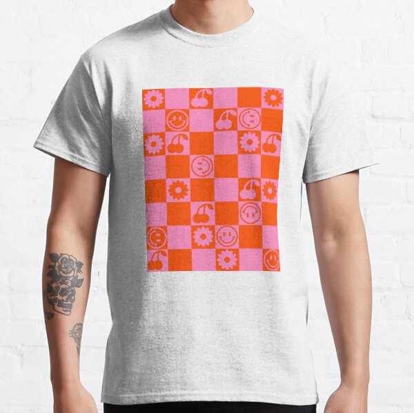 HAPPY CHECKERS - pink and orange Classic T-Shirt