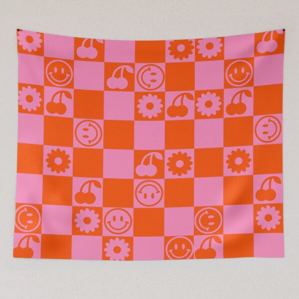 Item preview, HAPPY CHECKERS - pink and orange designed and sold by Julia Santos.
