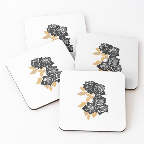 Item preview, Coming Up Roses in Black & Gold Digital Art Print designed and sold by lineartdesigns.
