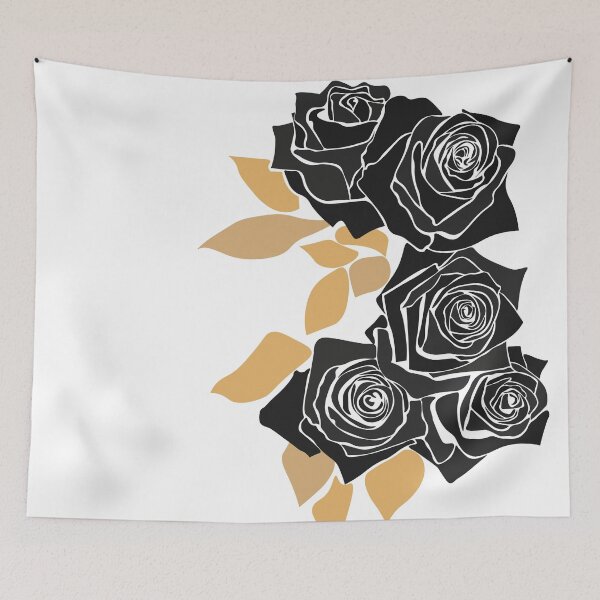 Item preview, Coming Up Roses in Black & Gold Digital Art Print designed and sold by lineartdesigns.