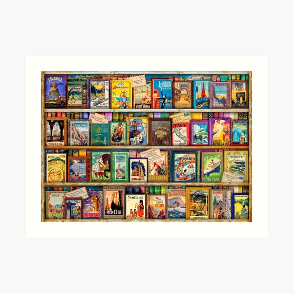 Travel Guide Book Shelf Art Print