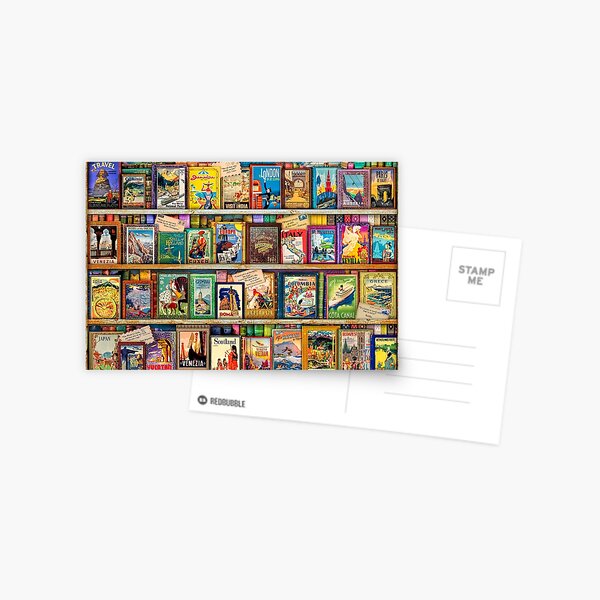Travel Guide Book Shelf Postcard