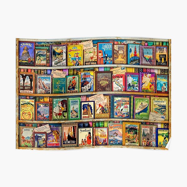 Travel Guide Book Shelf Poster