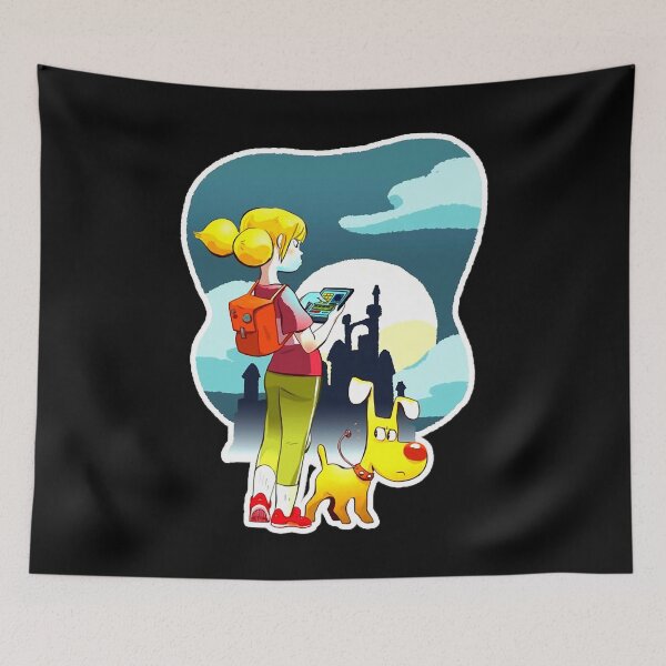Item preview, Funny Man Little Girl And Dog Gadget Halloween designed and sold by KallieShanahat.