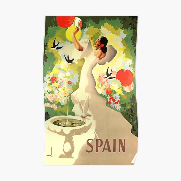 Spain Spanish Airplane Europe European Vintage Travel Advertisement Poster 