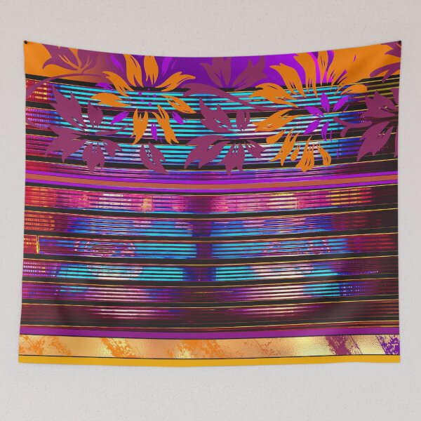 Aperçu de l'œuvre FLORAL ORANGE ET VIOLET BRILLANT créée et vendue par wildwhimsical.