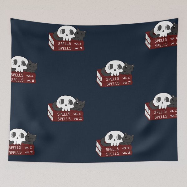 Item preview, witch and wizard spells - funny black cat and skull - adorable designed and sold by Patrick Gervacio.