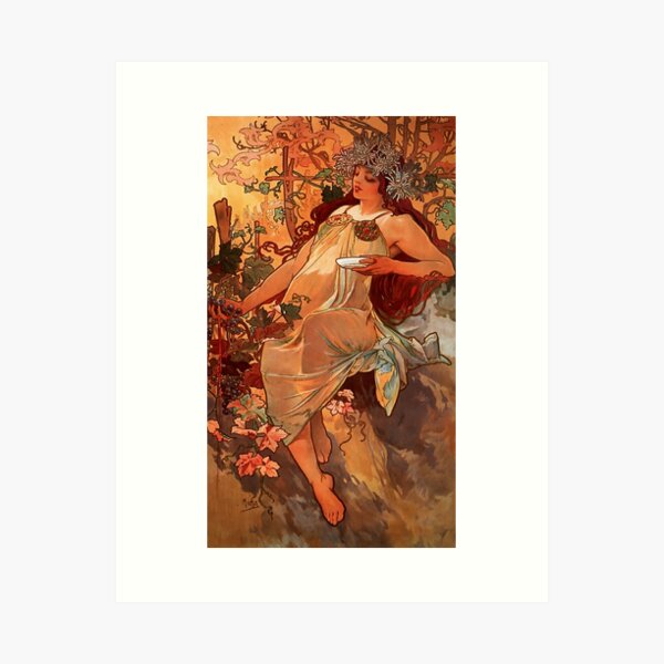 Aperçu de l'œuvre Alphonse mucha - Saison d'automne,Nº,02. créée et vendue par Vivanne-art.