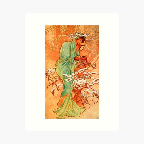 Aperçu de l'œuvre Alphonse mucha - saison d'hiver créée et vendue par Vivanne-art.