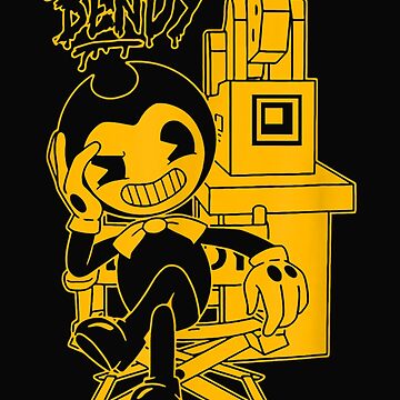 Bendy sitting next to projector image