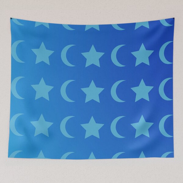 Item preview, Blue Crescent Moon and Star Pattern in Light/Dark Blue Gradient Sky designed and sold by ShaunSandhu.