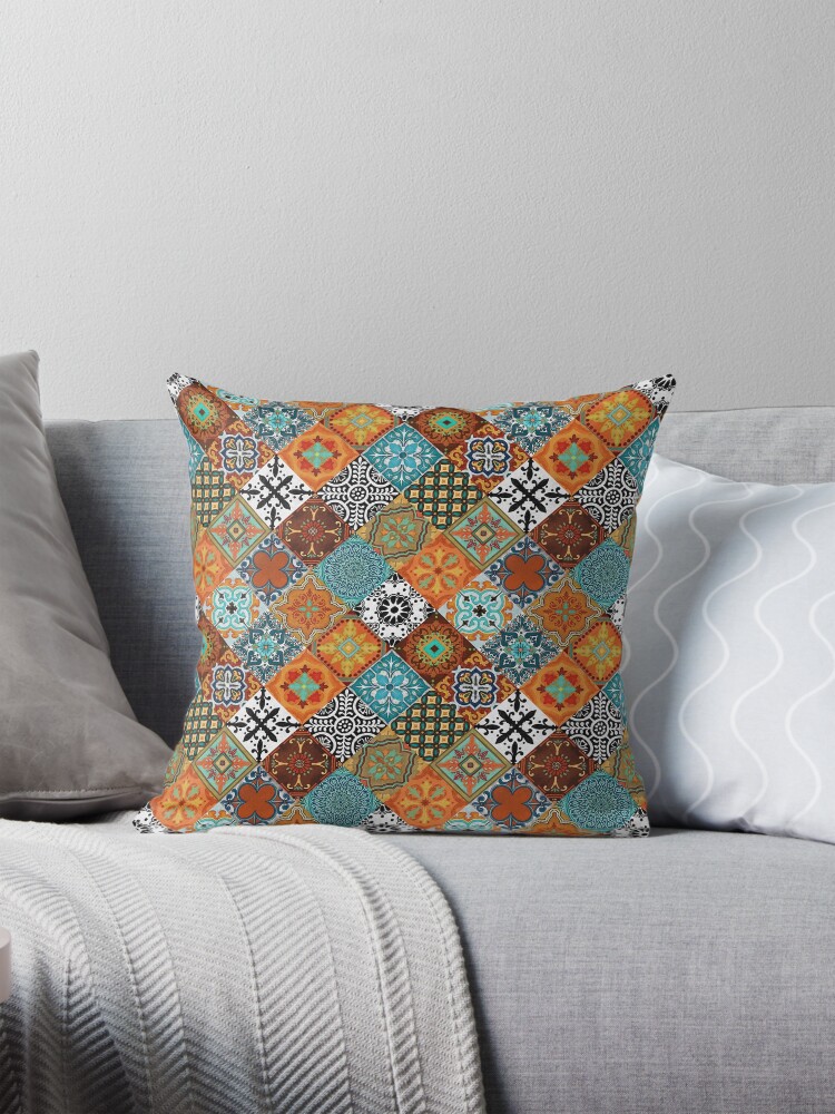 Turquoise Aqua And Orange Throw Pillows Yellow Outdoor Pillows