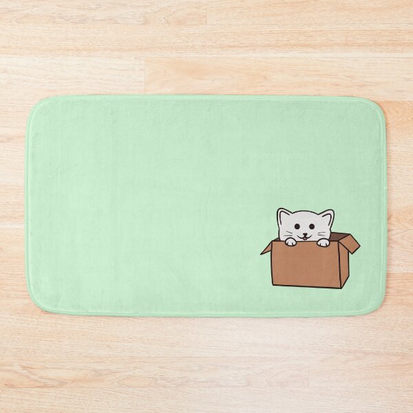 Item preview, White cat in a box designed and sold by AkakoAi.