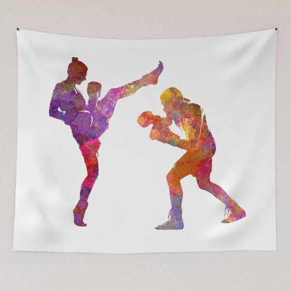 Item preview, Woman boxwe boxing man kickboxing silhouette isolated 01 designed and sold by paulrommer.