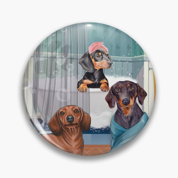 Item preview, Three Dachshunds In The Cool Bathroom designed and sold by Clitus.