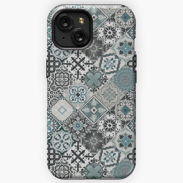 Talavera Tiles Grey Mint Teal Blue Green Black White iPhone Case for Sale  by DelindaBoutique