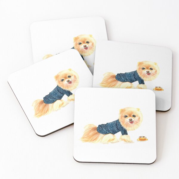Item preview, Watercolor pomeranion dog with latte coffee designed and sold by CarolineJordaan.