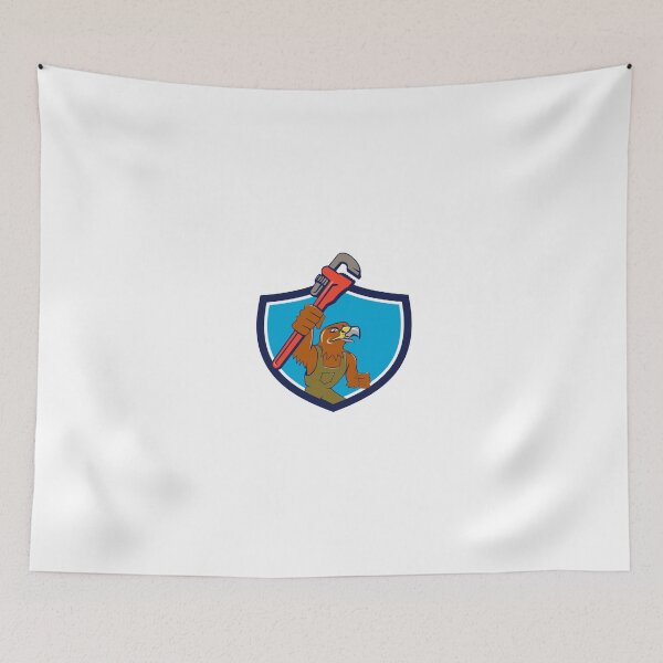 Item preview, Hawk Plumber Wrench Crest Cartoon designed and sold by patrimonio.
