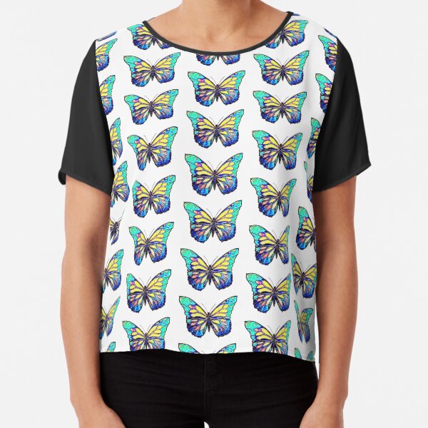 Rainbow Butterfly Chiffon Top