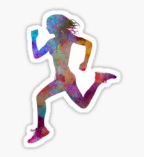 Pegatina Corredor de mujer corriendo jogger jogging silueta 01