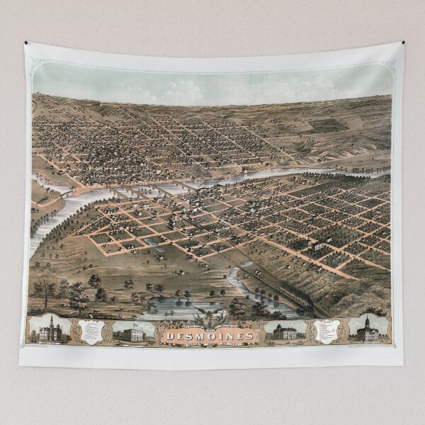 Item preview, Bird's eye view of the city of Des Moines - Iowa - 1868 designed and sold by paulrommer.