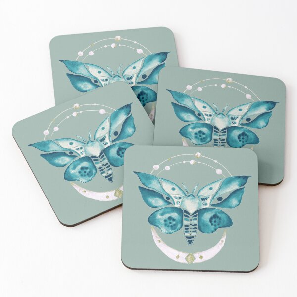 Item preview, Watercolor lunar turquoise crystal moth  designed and sold by Isabelle-T.
