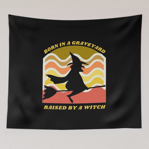 Item preview, Born In A Graveyard Raised By A Witch Funny Halloween designed and sold by mirzadesign.