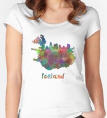 Island im Aquarell Tailliertes Rundhals-Shirt